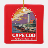 Cape Cod Massachusetts Travel Art Embleem Keramisch Ornament (Achterkant)