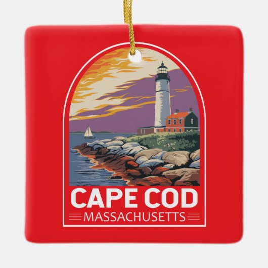 Cape Cod Massachusetts Travel Art Embleem Keramisch Ornament (Voorkant)