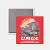 Cape Cod Massachusetts Travel Art Embleem Magneet (Voorkant / Achterkant)