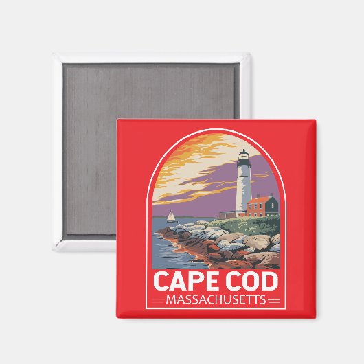 Cape Cod Massachusetts Travel Art Embleem Magneet (Voorkant / Achterkant)