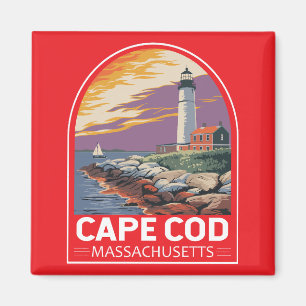 Cape Cod Massachusetts Travel Art Embleem Magneet
