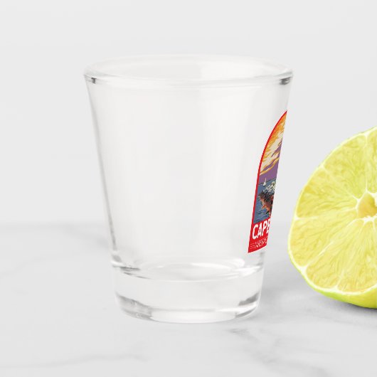 Cape Cod Massachusetts Travel Art Embleem Shot Glas (Links)