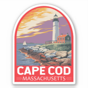 Cape Cod Massachusetts Travel Art Embleem Sticker