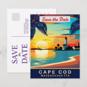 Cape Cod Massachusetts Trouwkaart op het strand Save The Date (Voorkant / Achterkant)