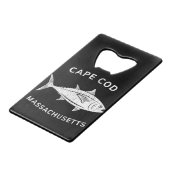 Cape Cod Massachusetts Tuna Creditkaart Flessenopener (Voorkant Gekanteld)
