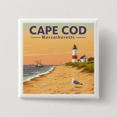  Cape Cod Massachusetts Vierkante Button 5,1 Cm (Voorkant)