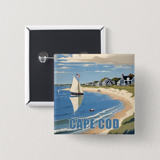 Cape Cod Massachusetts Vierkante Button 5,1 Cm (Voorkant /achterkant)