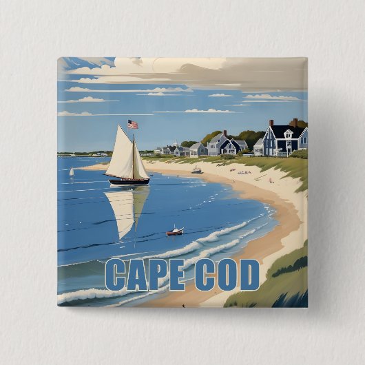 Cape Cod Massachusetts Vierkante Button 5,1 Cm (Voorkant)