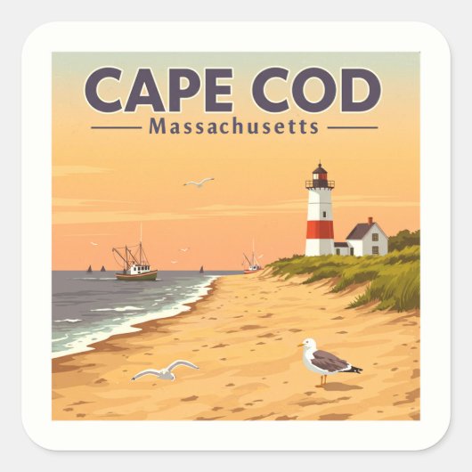  Cape Cod Massachusetts Vierkante Sticker (Voorkant)