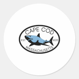 Cape Cod Massachusetts Vissen Haai Vis Strand Boot Ronde Sticker