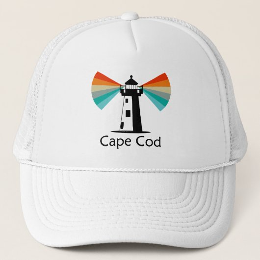 Cape Cod Massachusetts Vuurtoren Regenboog Trucker Pet (Voorkant)