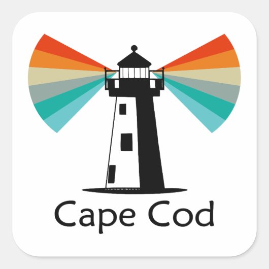 Cape Cod Massachusetts Vuurtoren Regenboog Vierkante Sticker (Voorkant)