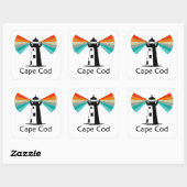 Cape Cod Massachusetts Vuurtoren Regenboog Vierkante Sticker (Vel)