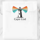 Cape Cod Massachusetts Vuurtoren Regenboog Vierkante Sticker (Tas)