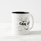 Cape Cod Massachusetts Walvissen Tweekleurige Koffiemok (Voorkant rechts)