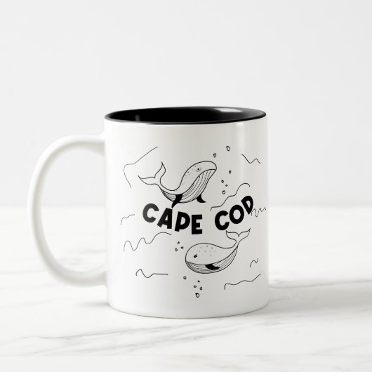 Cape Cod Massachusetts Walvissen Tweekleurige Koffiemok (Links)