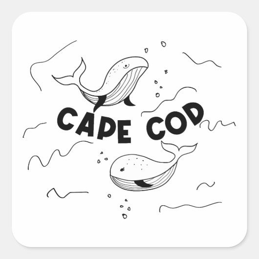 Cape Cod Massachusetts Walvissen Vierkante Sticker (Voorkant)