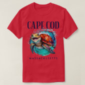 Cape Cod Massachusetts Waterverf Happy Zee Turtle T-shirt (Design voorkant)