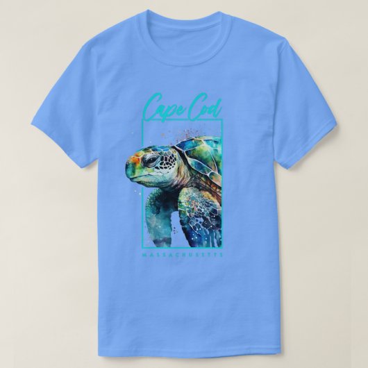 Cape Cod Massachusetts Waterverf Zee Turtle Port T-shirt (Design voorkant)
