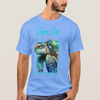 Cape Cod Massachusetts Waterverf Zee Turtle Port T-shirt