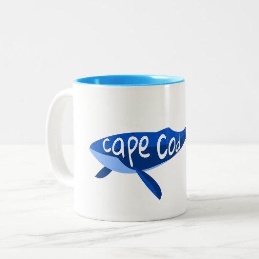 Cape Cod Massachusetts Whale Tweekleurige Koffiemok (Voorkant links)