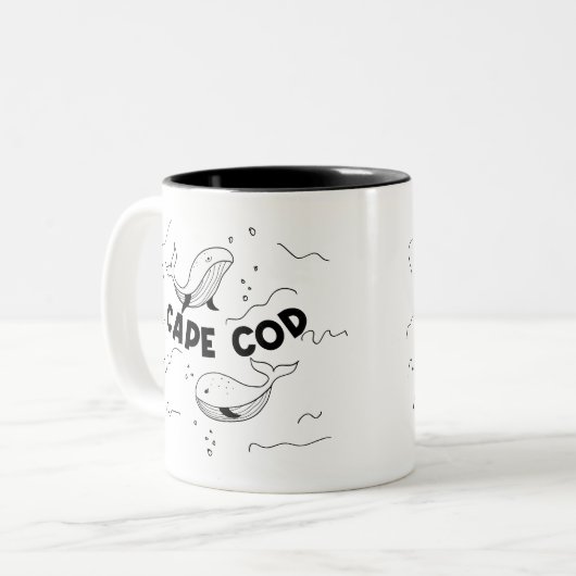 Cape Cod Massachusetts Whales Tweekleurige Koffiemok (Voorkant links)