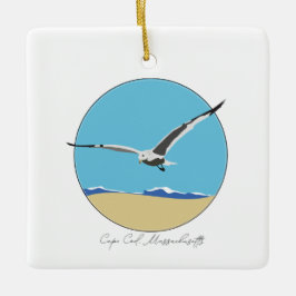 Cape Cod, Massachusetts Zee Gull over het strand Keramisch Ornament