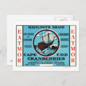 Cape Cod Mayflower Eatmor Cranberries Brand Briefkaart (Voorkant / Achterkant)