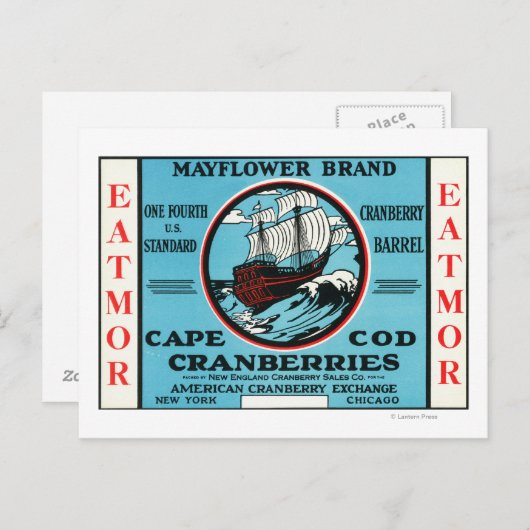 Cape Cod Mayflower Eatmor Cranberries Brand Briefkaart (Voorkant / Achterkant)