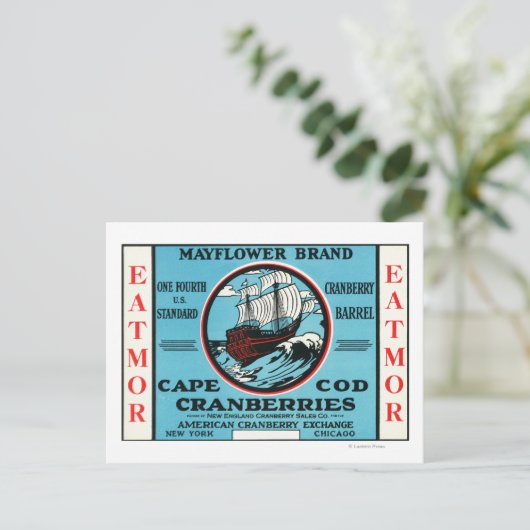 Cape Cod Mayflower Eatmor Cranberries Brand Briefkaart (Staand voorkant)