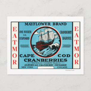 Cape Cod Mayflower Eatmor Cranberries Brand Briefkaart