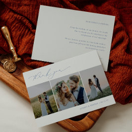 CAPE COD Minimalistische 3 foto-huwelijkskaart Bedankkaart