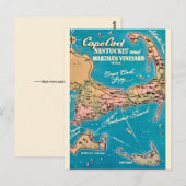 Cape Cod Nantucket & Martha's Vineyard ansichtkaar Briefkaart (Voorkant / Achterkant)