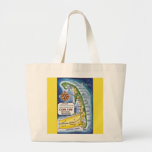 Cape Cod  National Seashore Map Tote Grote Tote Bag (Voorkant)