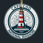 Cape Cod National Seashore Massachusetts Badge Keramisch Ornament<br><div class="desc">Kaap Cod National Seashore illustratie in een badge stijl cirkel.</div>