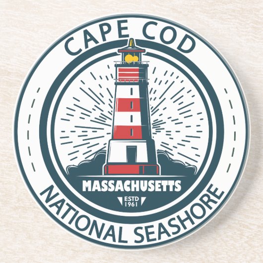 Cape Cod National Seashore Massachusetts Badge Zandsteen Onderzetter (Voorkant)