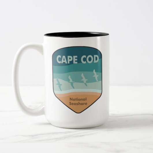 Cape Cod National Seashore Massachusetts Seagulls Tweekleurige Koffiemok (Links)