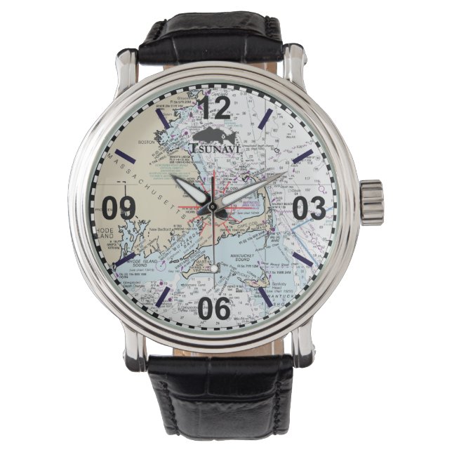 Cape Cod Nautical Chart Watch Horloge (Voorkant)