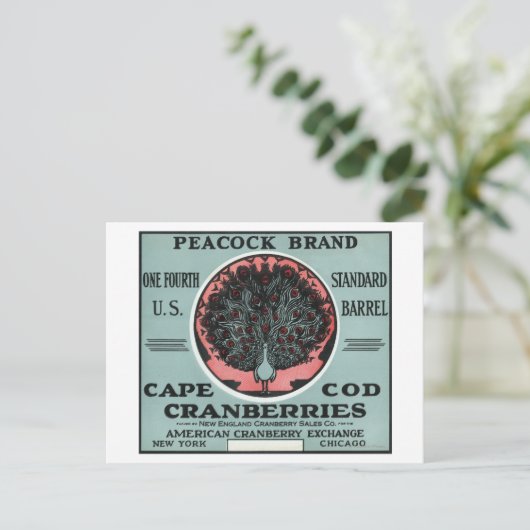 Cape Cod Peacock Brand Cranberry Label Briefkaart (Staand voorkant)
