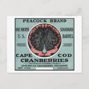Cape Cod Peacock Brand Cranberry Label Briefkaart
