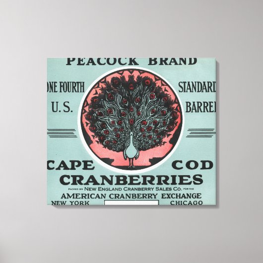 Cape Cod Peacock Brand Cranberry Label Canvas Afdruk (Voorkant)