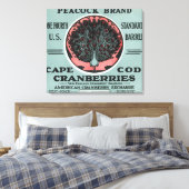 Cape Cod Peacock Brand Cranberry Label Canvas Afdruk (Insitu (Slaapkamer))
