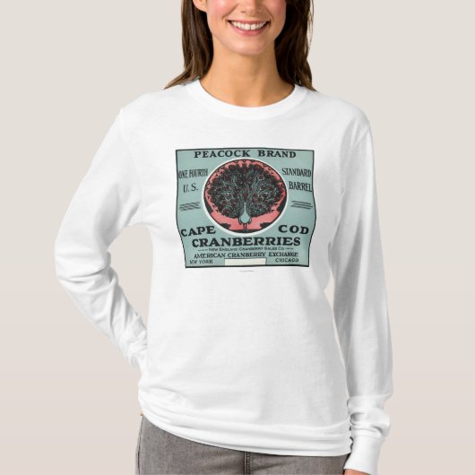 Cape Cod Peacock Brand Cranberry Label T-shirt (Voorkant)