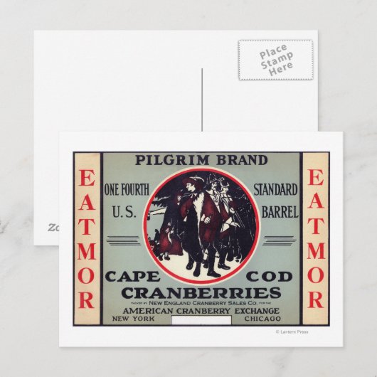 Cape Cod Pilgrim Eatmor Cranberries Brand Briefkaart (Voorkant / Achterkant)