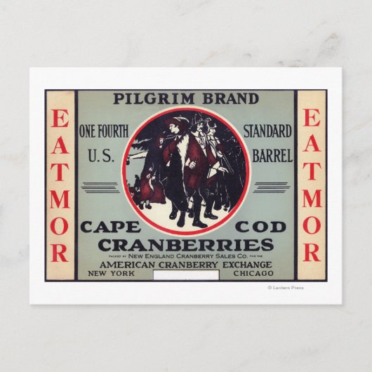 Cape Cod Pilgrim Eatmor Cranberries Brand Briefkaart (Voorkant)