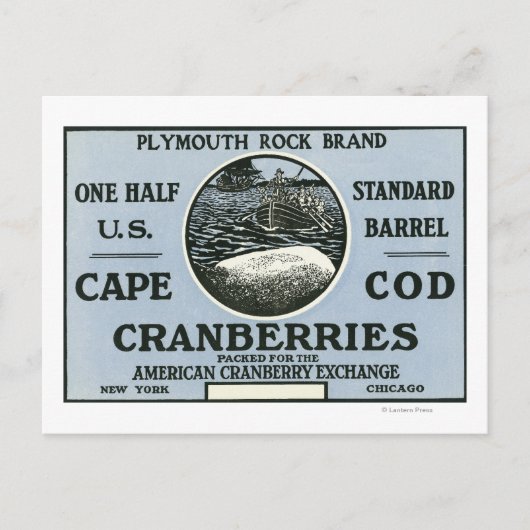 Cape Cod Plymouth Rock Brand Cranberry Label Briefkaart (Voorkant)