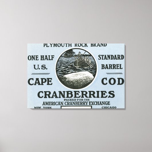 Cape Cod Plymouth Rock Brand Cranberry Label Canvas Afdruk (Voorkant)
