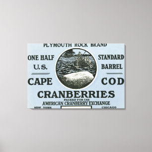 Cape Cod Plymouth Rock Brand Cranberry Label Canvas Afdruk