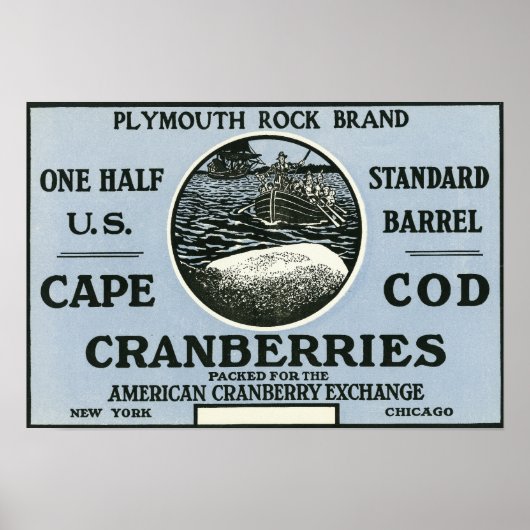 Cape Cod Plymouth Rock Brand Cranberry Label Poster (Voorkant)