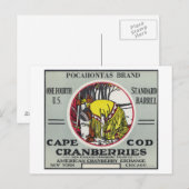 Cape Cod Pocahontas Brand Cranberry Label Briefkaart (Voorkant / Achterkant)